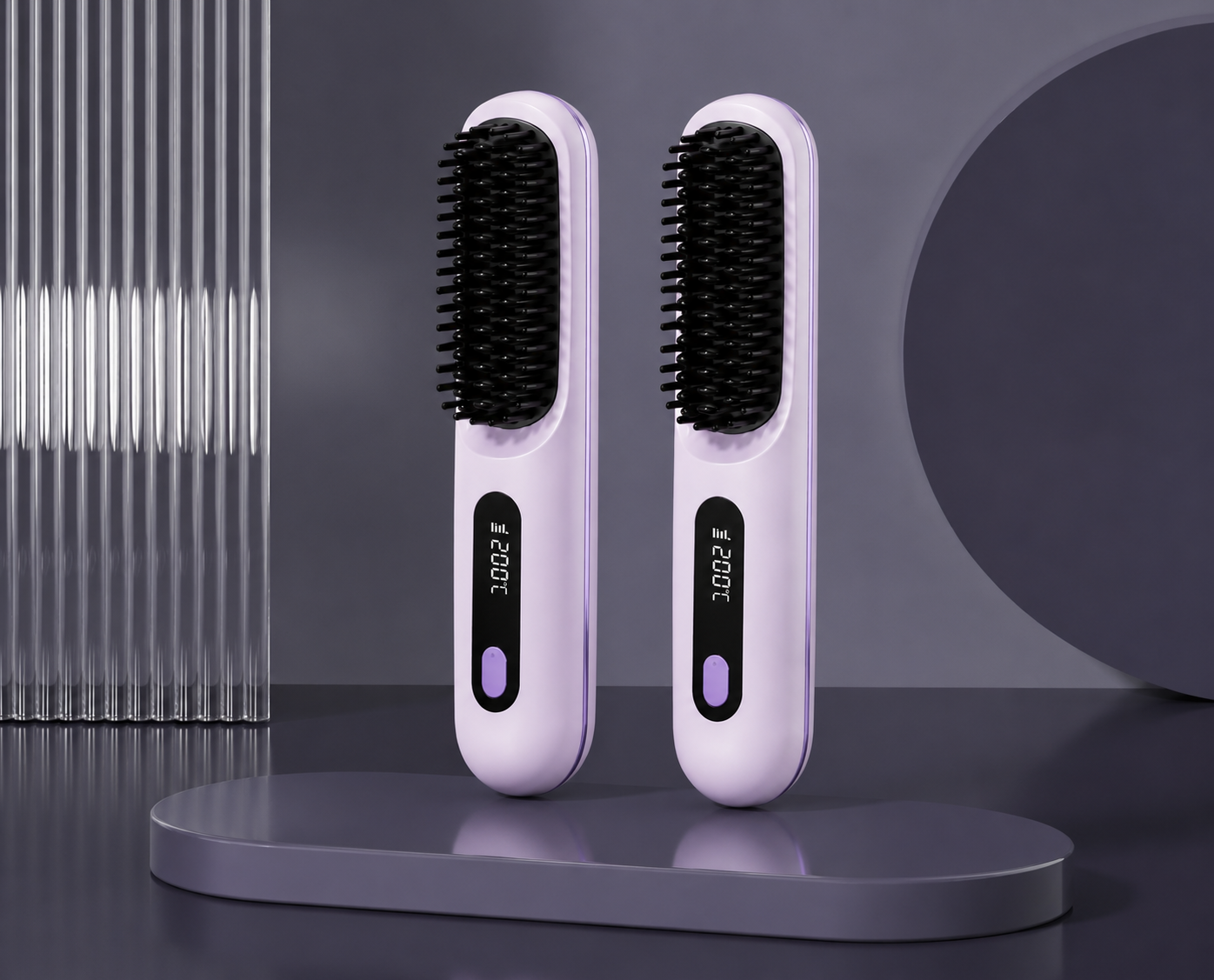 2 In 1 Straight Hair Comb Wireless Hair Straightener Brush Hair Fast Heating Portable Hot Curler USB Charging