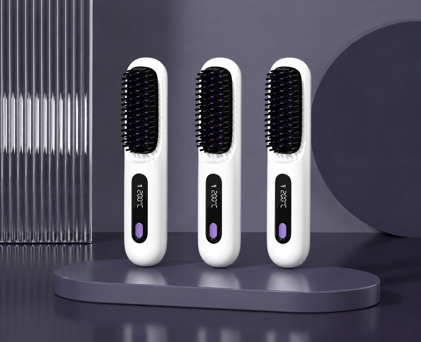 2 In 1 Straight Hair Comb Wireless Hair Straightener Brush Hair Fast Heating Portable Hot Curler USB Charging