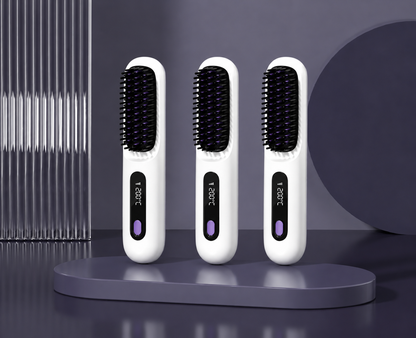 2 In 1 Straight Hair Comb Wireless Hair Straightener Brush Hair Fast Heating Portable Hot Curler USB Charging