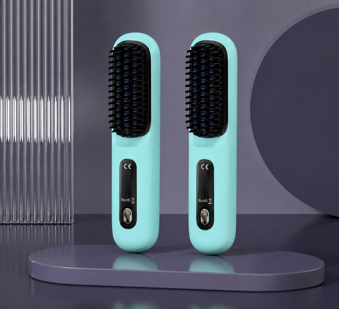 2 In 1 Straight Hair Comb Wireless Hair Straightener Brush Hair Fast Heating Portable Hot Curler USB Charging