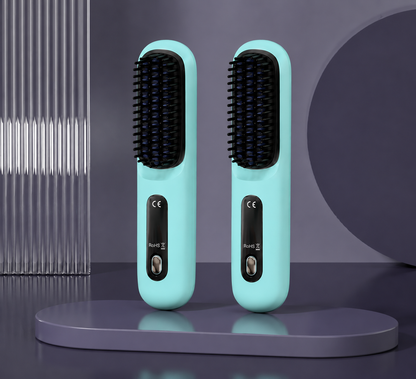 2 In 1 Straight Hair Comb Wireless Hair Straightener Brush Hair Fast Heating Portable Hot Curler USB Charging