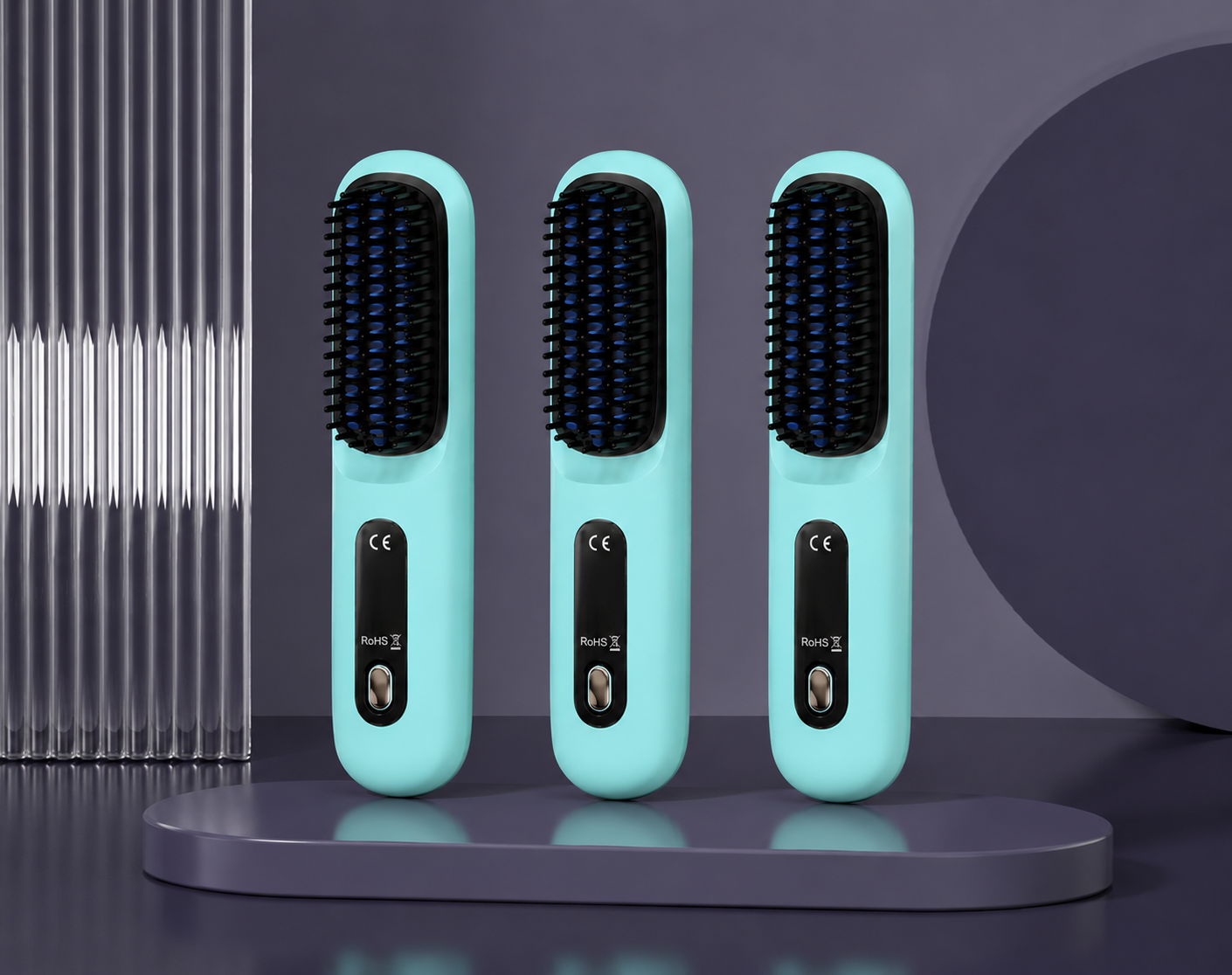2 In 1 Straight Hair Comb Wireless Hair Straightener Brush Hair Fast Heating Portable Hot Curler USB Charging