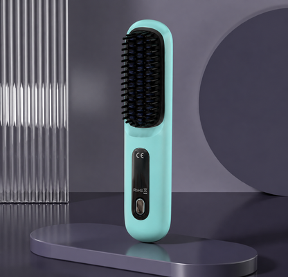2 In 1 Straight Hair Comb Wireless Hair Straightener Brush Hair Fast Heating Portable Hot Curler USB Charging