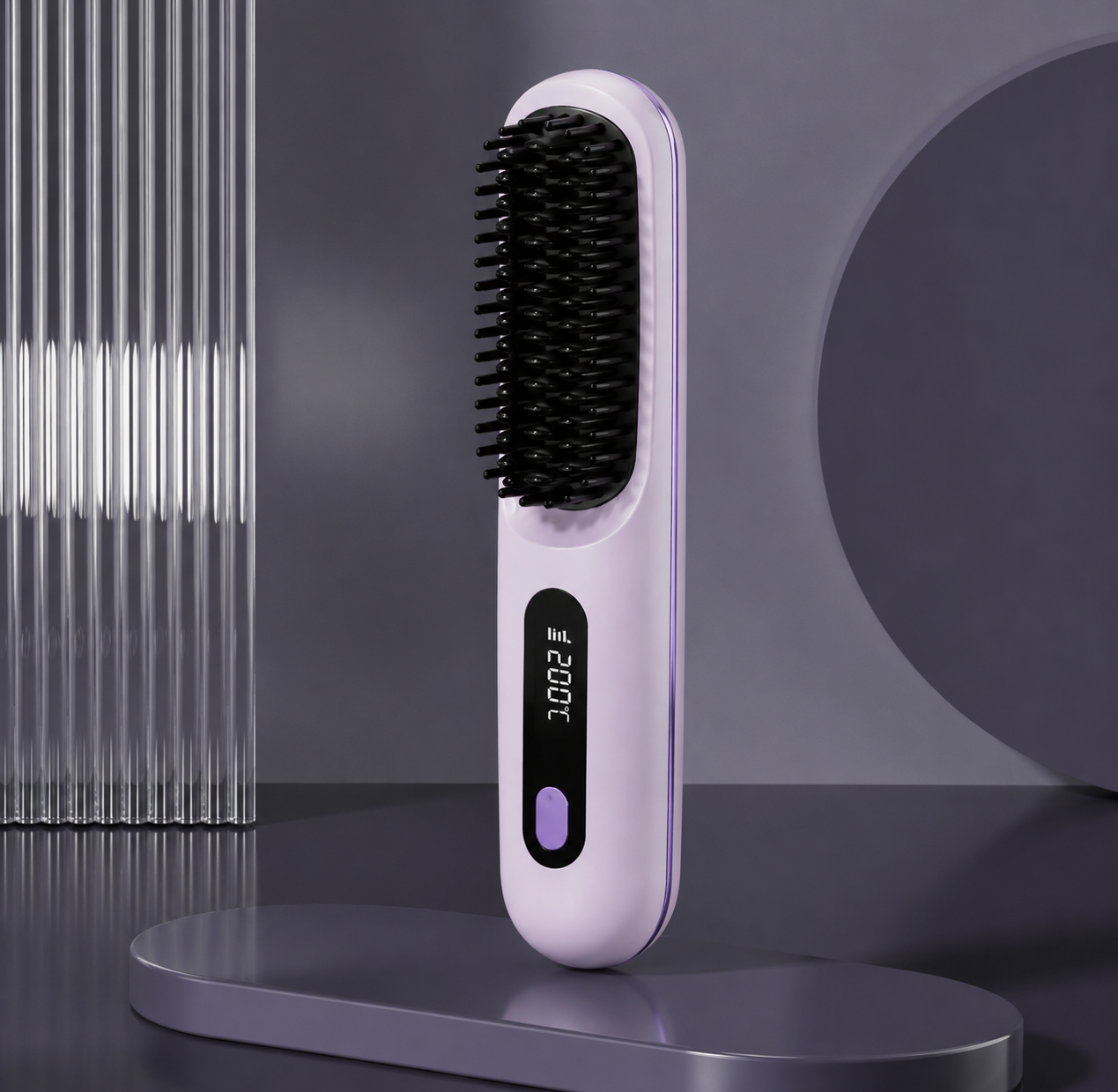 2 In 1 Straight Hair Comb Wireless Hair Straightener Brush Hair Fast Heating Portable Hot Curler USB Charging