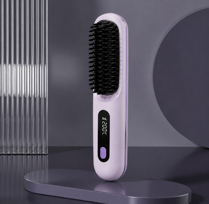 2 In 1 Straight Hair Comb Wireless Hair Straightener Brush Hair Fast Heating Portable Hot Curler USB Charging