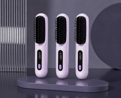 2 In 1 Straight Hair Comb Wireless Hair Straightener Brush Hair Fast Heating Portable Hot Curler USB Charging